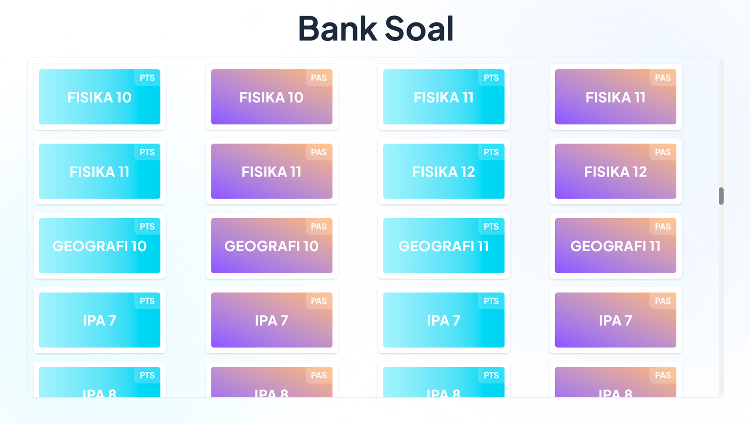 Screen Preview Bank Soal